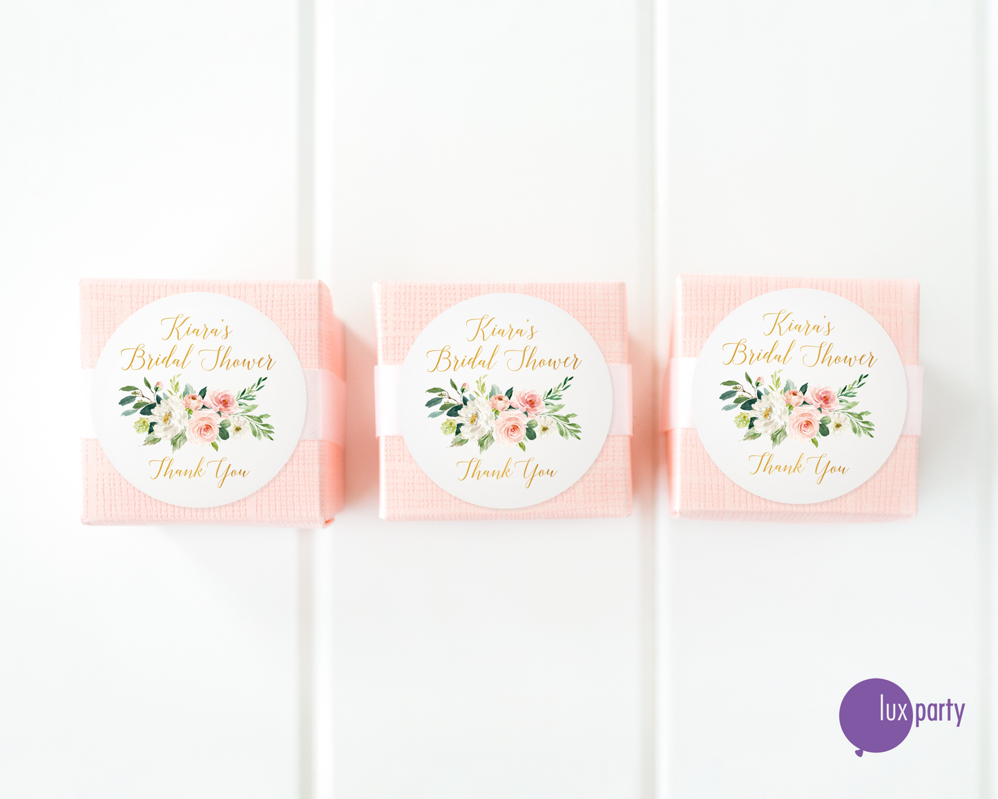 Bridal Shower Stickers, Gold Floral