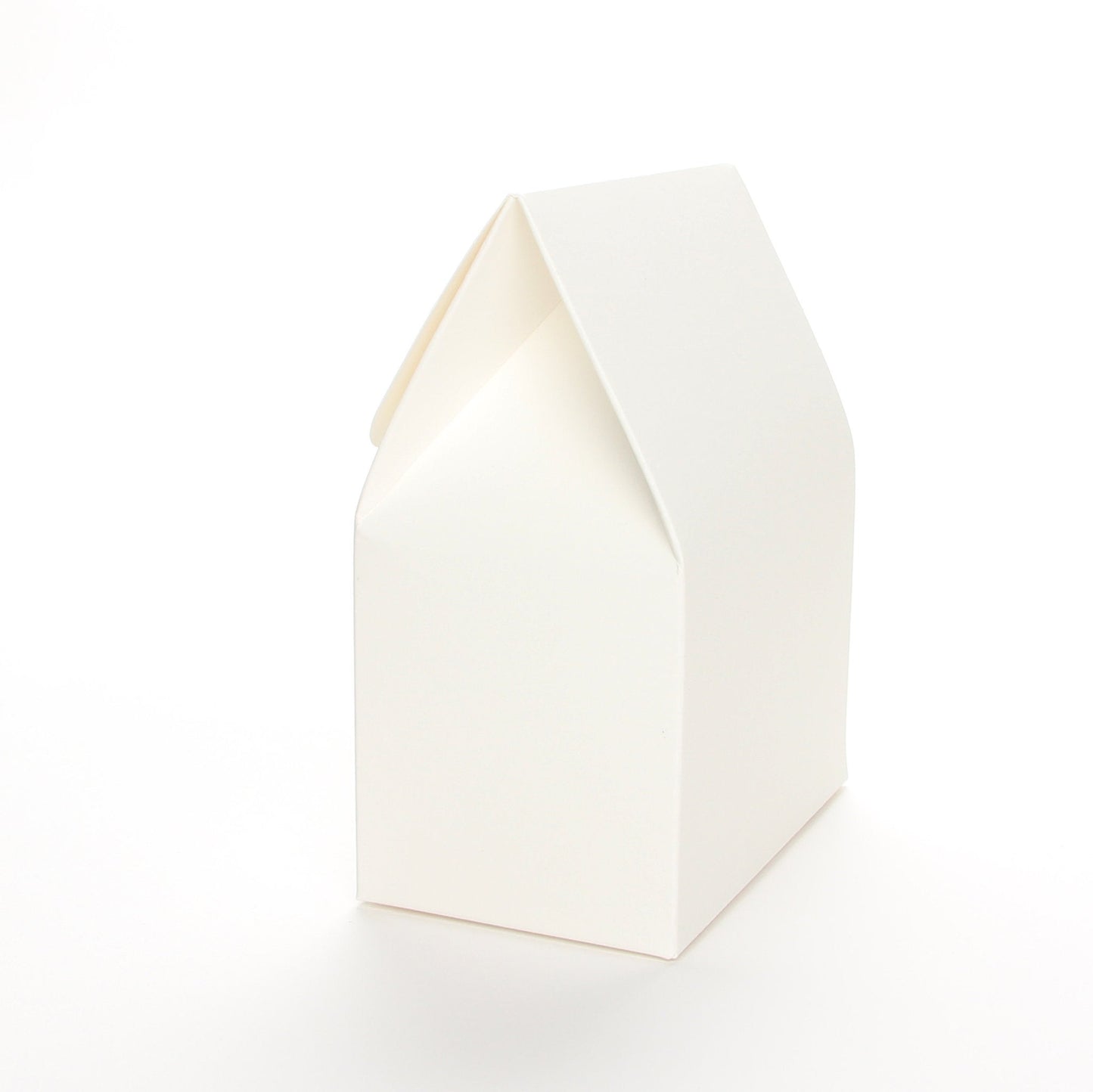 Side view of an ivory favor box by Lux Party on a white background.