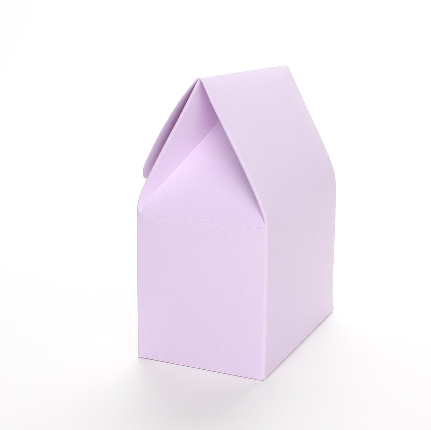 Side view of a lavender favor box by Lux Party on a white background.
