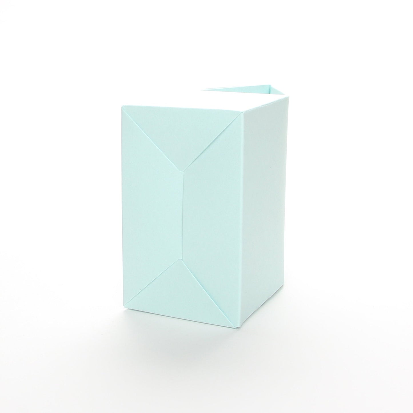 Bottom view of Lux Party’s light blue favor box on a white background.