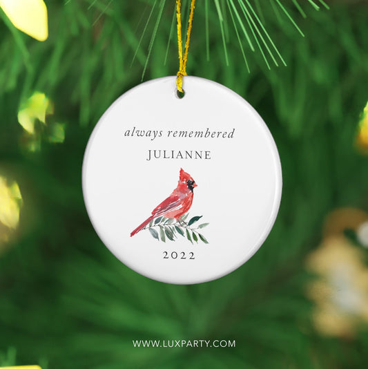 Cardinal Memorial Christmas Ornament, Personalized